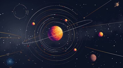 Obraz premium Planetary Orbits in Space