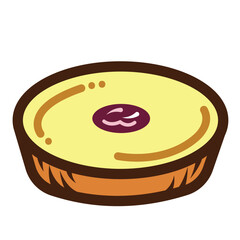 Kue lumpur indonesian snack or cake colorful food icon illustration with outline isolated on square white background. Simple flat cartoon art styled drawing.
