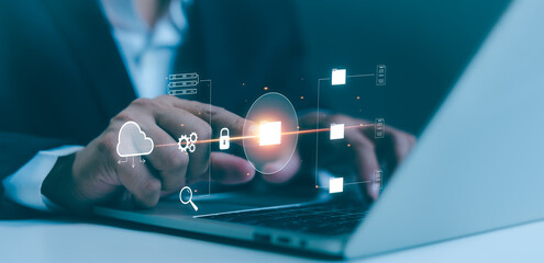 Digital data document management system (DMS), online documentation database, process automation to efficiently manage files, knowledge and documentation in enterprise. Corporate business technology.
