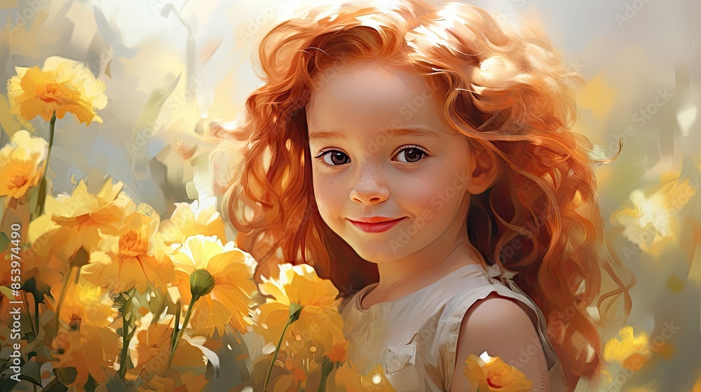 Canvas Prints A cute little girl with red hair 