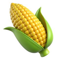 3d render fresh corn cob ripe corn vegetable healthy food yellow corn agricultural produce isolated on white background