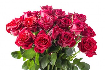 Red rose bouquet isolated on white background