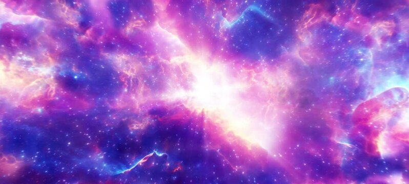 Supernova birth in widescreen. The big bang.  Multicolored nebulae and stars