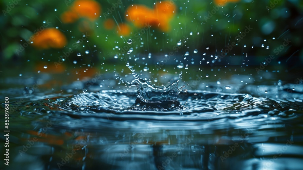 Aufkleber detailed image capturing the intricate splash and droplets of water against a bokeh backdrop