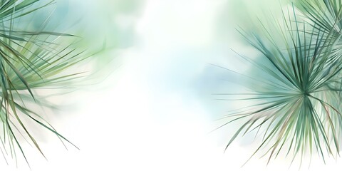 Obraz premium Soft watercolor background with saw palmetto botanical view on clean white. Concept Watercolor painting, Botanical art, Saw palmetto, White background, Soft colors