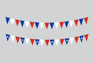 Obraz premium Flags isolated. Chile paper bunting. flags birthday, anniversary, celebrate event.