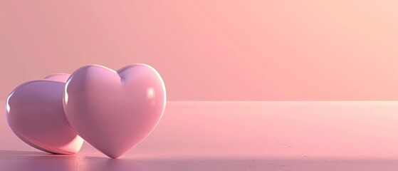 Floating 3D heart with a soft glow and ample copyspace