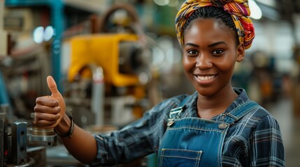 A black woman working at her work station