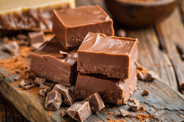 Chocolate fudge. Soft candy.