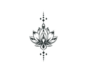 artistic lotus flower for tattoo design and logo