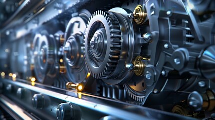 Fototapeta premium Engine gear wheels, industrial background.