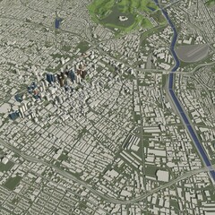 3D illustration of city and urban in Los Angeles USA