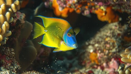 Colorful tropical fish swimming among vibrant coral reefs