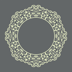 Decorative frame Elegant vector element for design in Eastern style, place for text. Floral gray and beige border. Lace illustration for invitations and greeting cards