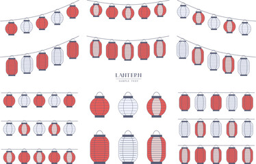 赤と白の提灯　イラスト素材セット / vector eps © hana