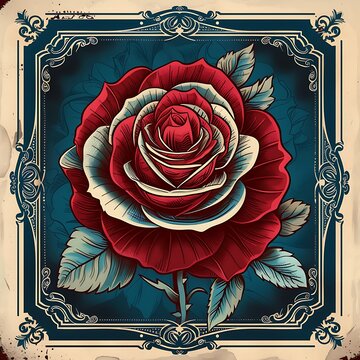  illustration It features a beautiful red rose in a  image  fream 