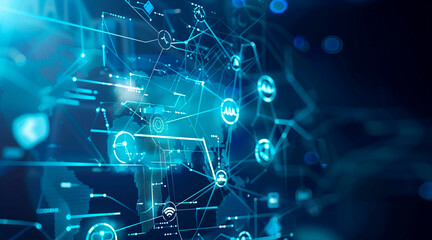 Naklejka premium Healthcare business growth graph with global health network connection service on virtual screen. Medical technology and tourism, telemedicine, virtual hospital, healthcare and medicine background