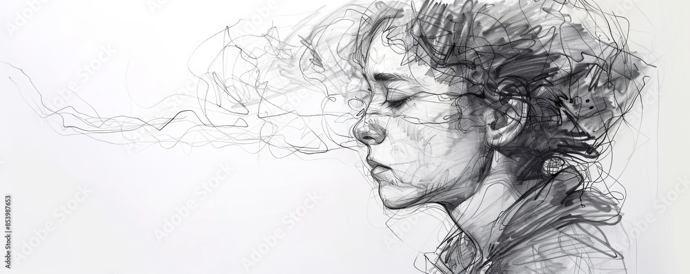 Poster a line drawing that captures the essence of a subject with simple strokes.