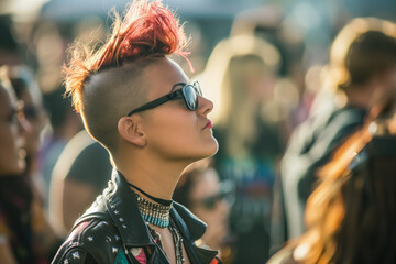 Obraz premium Woman with mohawk at rock festival