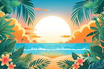 Summer Background illustration created with Generative AI