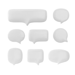 White speech bubbles 3D vector illustration set