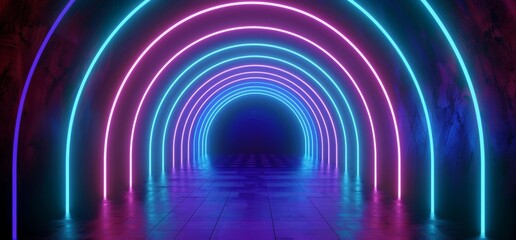 Neon Archway: Futuristic Tunnel of Light