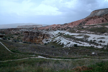 Rock formations in the Rose Valley in Cappadocia, Turkey