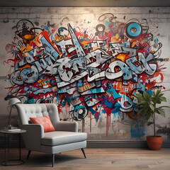 graffiti drawing with textures, Generative Ai
