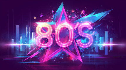 80's theme background in neon colors design