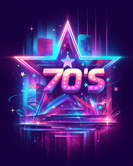 70's theme background in neon colors design