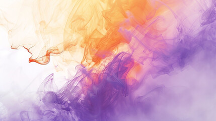 Fototapeta premium Paint an ethereal watercolor with purple, orange, ochre, and gold tones that gently transition into a light, almost white background