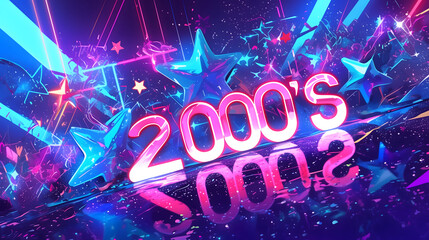 2000's theme background in neon colors design