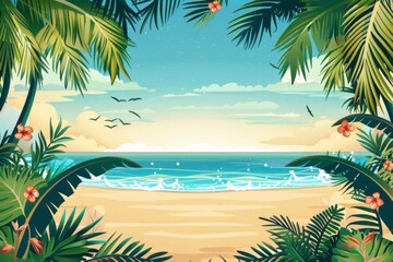 Fototapeta premium Summer Background illustration created with Generative AI