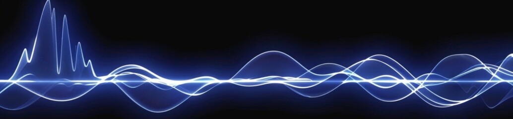 Abstract Blue Wave Pattern On Black Background