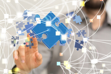 puzzle hand solution concept business.