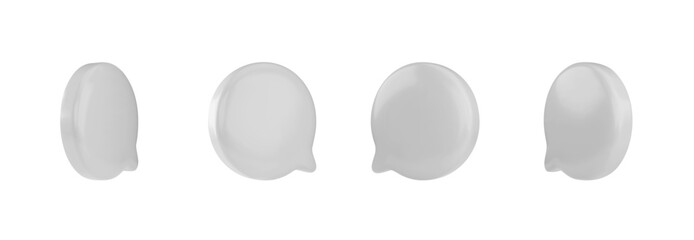 Vector set of 3D speech bubble icons for SMS and discussion on a white background