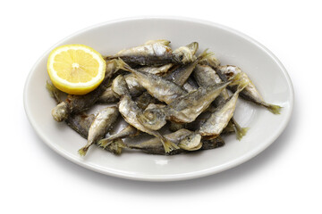 fried small horse mackerel, petit chinchard frit