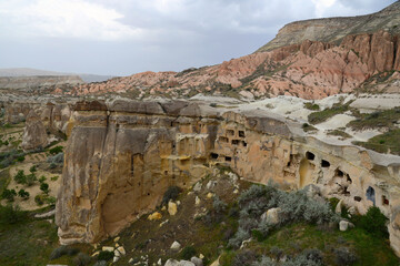 Rock formations in the Rose Valley in Cappadocia, Turkey