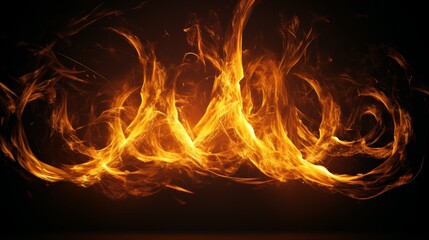 Fototapeta premium Fire flames on black background