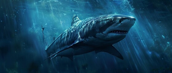 Fototapeta premium Encounter: Tiger Shark in Depths