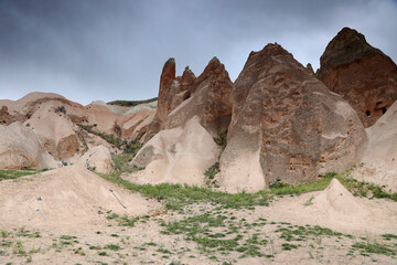 Rock formations in the Rose Valley in Cappadocia, Turkey
