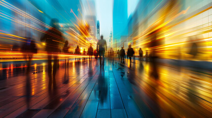 Abstract Motion Blur of People in Urban Cityscape