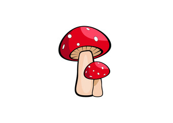 Cartoon mushrooms. Vector illustration, print for background, print on fabric, paper, wallpaper, packaging.