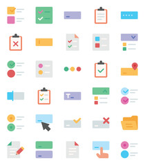 Flat color icons set for Form fields, tasks, documents.
