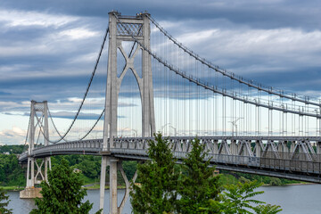Aerial photo of the Franklin Delano Roosevelt Mid-Hudson Bridge over the Hudson River, Poughkeepsie NY.	