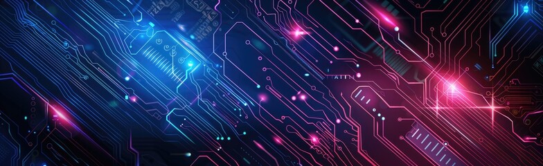Obraz premium Abstract circuit board futuristic technology processing background. Network Background illustration.