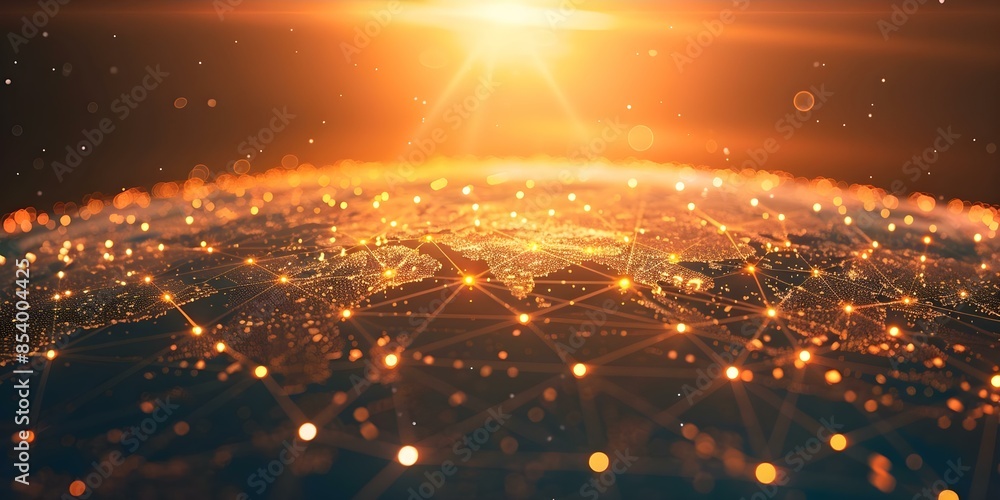 Poster worldwide network of nodes connecting global telecommunications for internet communication technolog