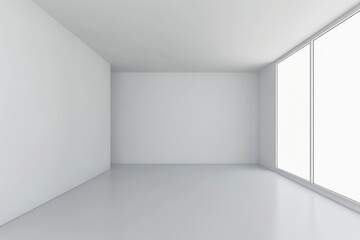 Obraz premium Empty modern room with white walls and large window