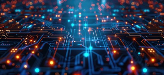 Obraz premium Abstract circuit board futuristic technology processing background. Network Background illustration.