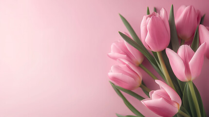 Fototapeta premium Vibrant Tulips Blooming Under Soft Spring Light
